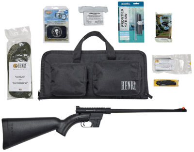 Henry H002BSGB U.S. Survival Pack AR-7 22 LR Caliber with 8+1 Capacity, 16.13″ Barrel, Black Metal Finish & Black Synthetic Stock Right Hand (Full Size) Includes Gear