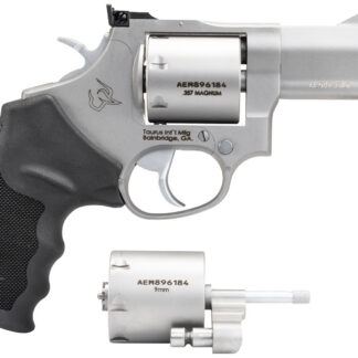 Taurus 2-692039 692  Medium 38 Special +P/357 Mag/9mm Luger 7 Shot 3" Matte Stainless Ported Barrel, Cylinder & Frame, Black Ribber Grip, Transfer Bar Safety, Exposed Hammer, 2 Cylinders