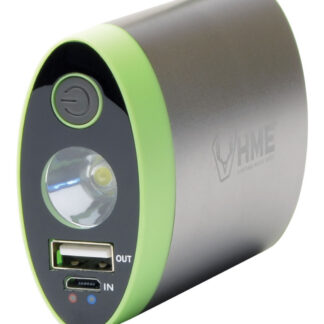 HME HW Hand Warmer  with Light ABS Plastic Sliver w/Green Accent Rechargeable Lithium Ion