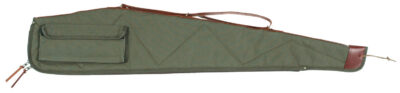 Bob Allen 14536 Canvas Rifle Case 40″ Green Canvas w/ Quilted Flannel Lining Leather Sling & Self-Repairing Nylon Zipper