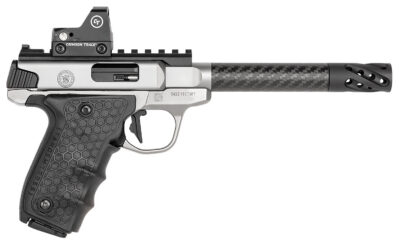 Smith & Wesson 12081 Performance Center Victory Target 22 LR 6″ CF MB 10+1 Stainless Steel Tandemkross Black HiveGrip with Integrated Target Thumb Rest Grip Red Dot