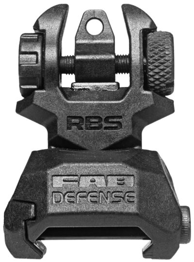 FAB Defense FXRBS Rear Back-Up Sight  for AR-15/ M16/ M4 Dual Aperture Low Folded Profile Spring-Locked Deployment Black Polymer & Metal