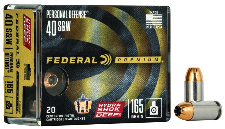 Federal P40HSD1 Premium Personal Defense 40S&W 165gr Hydra-Shok Deep Hollow Point 20 Per Box/10 Case