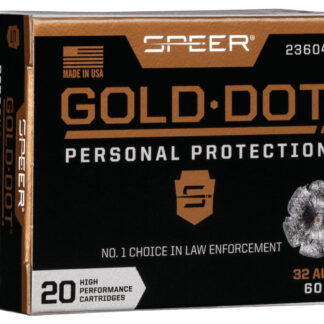 Speer 23604GD Gold Dot Personal Protection 32ACP 60gr Hollow Point 20 Per Box/10 Case