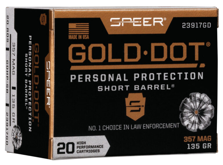 Speer 23917GD Gold Dot Personal Protection Short Barrel 357Mag 135gr Hollow Point 20 Per Box/10 Case