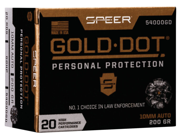 Speer 54000GD Gold Dot Personal Protection 10mmAuto 200gr Hollow Point 20 Per Box/10 Case