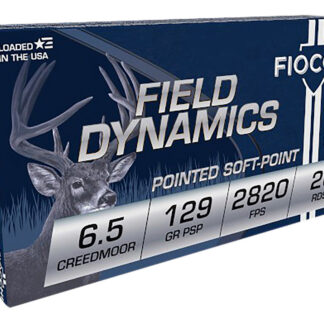 Fiocchi 65CMB Field Dynamics  6.5Creedmoor 129gr Pointed Soft Point 20 Per Box/10 Case