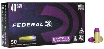 Federal AE40SJ2 Syntech Training Match 40S&W 180gr Total Syntech Jacket Flat Nose 50 Per Box/10 Case