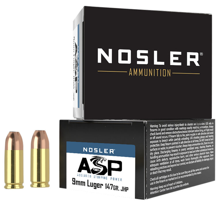Nosler ASP Suppressor Ready Handgun Ammo 9mm 147 gr. HG JHP 20 rd.