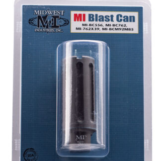 Midwest Industries MIBC556 Blast Can  Black Hardcoat Anodized 6061-T6 Aluminum with 1/2"-28 tpi Threads, 3.38" OAL & 1.20" Diameter for 5.56x45mm NATO AR-Platform