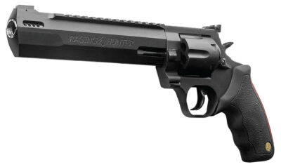 Taurus 2440081RH-DLX Raging Hunter  44 Rem Mag 5rd 8.37″ Matte Black Oxide Cylinder Matte Black Aluminum Black Rubber with Integrated Red Cushion Insert  Grip Includes Case