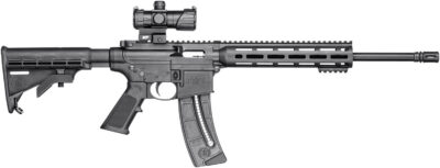Smith & Wesson 12722 M&P15 Sport OR 22 LR 25+1 16.50″ Matte Black Barrel, Optic Ready w/Red & Green Dot Optic Receiver, Black 6 Position Stock
