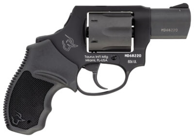 Taurus 2-856021ULCH 856 Ultra-Lite 38 Special +P 6rd 2″ Matte Black Carbon Steel Cylinder & Barrel Matte Black Anodized Aluminum Frame Black Rubber Grip (Concealed Hammer)