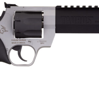 Taurus 2454065RH Raging Hunter 454 Casull 5rd 6.75" Matte Black Oxide Cylinder & Barrel Matte Stainless Steel Frame Black Rubber with Integrated Red Cushion Insert Grip