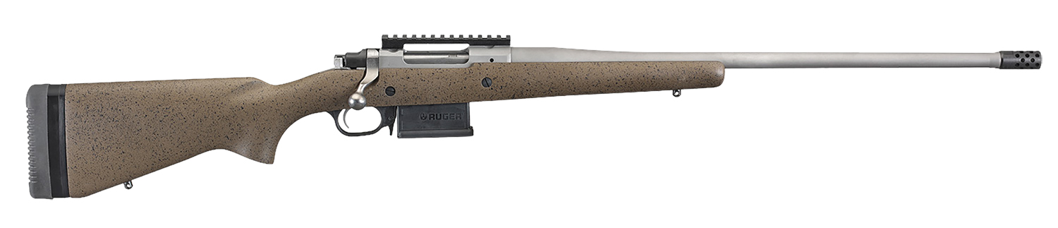 Ruger 47198 Hawkeye Long-Range Hunter Full Size 6.5 Creedmoor 5+1 22" Matte Stainless Steel Threaded Barrel, Picatinny Rail Stainless Steel Receiver, Black Speckled Brown Adj LOP Laminate Stock