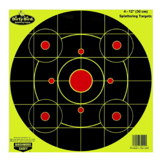Birchwood Casey 35912 Dirty Bird Sight-In Circle Paper Hanging Pistol/Rifle 12″ Black/Red 4 Per Pkg