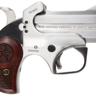 Bond Arms BATD Texas Defender 45 Colt (LC)/410 Gauge 2rd 3" Barrel, Stainless Metal Finish, Rosewood Grip, Blade Front/Fixed Rear Sights, Manual Safety