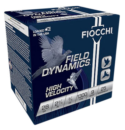 Fiocchi 28HV9 Field Dynamics High Velocity 28Gauge 2.75″ 3/4oz 9Shot 25 Per Box/10 Case