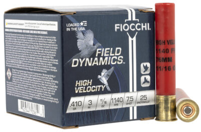 Fiocchi Hi Velocity 410ga 3'' 11/16oz #7.5 25/bx UPLAND GAME 410 BORE 3'' 11/16OZ #7.5 SHOT 25/BOX