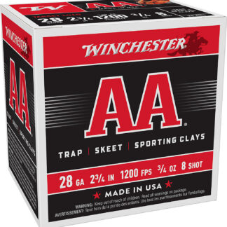 AA 28 GAUGE 2-3/4'' #8 SHOT SHOTGUN AMMO AA 28 GAUGE 2-3/4'' 3/4 OZ #8 SHOT 25/BOX