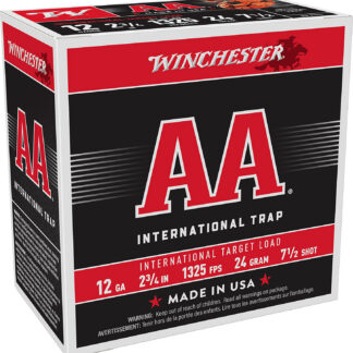AA INTERNATIONAL 12 GAUGE 2-3/4'' #7.5 SHOT SHOTGUN AMMO AA INTERNATIONAL 12 GAUGE 2-3/4'' 7/8 OZ #7.5 SHOT 25/BOX