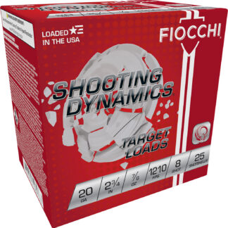 SHOOTING DYNAMICS 20 GAUGE 2-3/4” #8 SHOT SHOTGUN AMMO SHOOTING DYNAMICS 20 GAUGE 2-3/4” 7/8OZ #8 SHOT 25/BOX