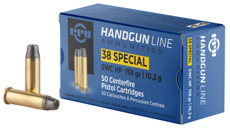 PPU PPH38SH Handgun  38Special 158gr Semi Wadcutter Hollow Point 50 Per Box/10 Case