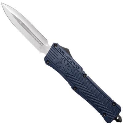 CobraTec Knives LNYCTK1DAGNS CTK-1  Large 3.75″ OTF Dagger Plain D2 Steel Blade/NYPD Blue Aluminum Handle Features Glass Breaker Includes Pocket Clip