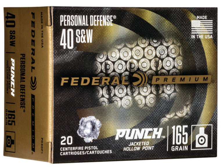Federal PD40P1 Punch Personal Defense 40S&W 165gr Jacketed Hollow Point 20 Per Box/10 Case