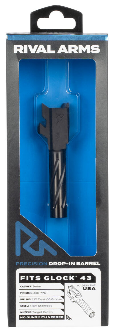 Rival Arms RA20G301A Precision V1 Match Grade 9mm Luger Compatible w/Glock 43, 3.41″ Black PVD Stainless Steel