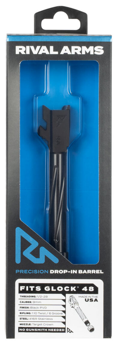 Rival Arms RA20G802A Precision V1 Match Grade 9mm Luger Compatible w/Glock 48, 4.17″ Threaded Black PVD Stainless Steel