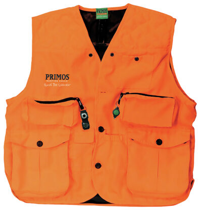 Primos 65701 Gunhunter’s Hunting Vest Medium Blaze Orange Features Compass & LED Light