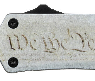 Templar Knife SWTP531 Gen II We The People Small 2.25" OTF Tanto Part Serrated Black Oxide Stonewashed 440C SS Blade, 4.31" White w/Flag & "We The People" Aluminum Handle, Glass Breaker