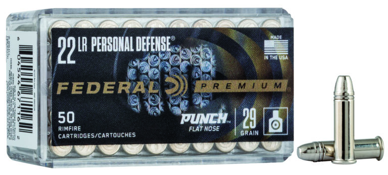 PUNCH PERSONAL DEFENSE 22 LONG RIFLE AMMO 22 LONG RIFLE 29GR NICKEL PLATED FLAT NOSE 50/BOX
