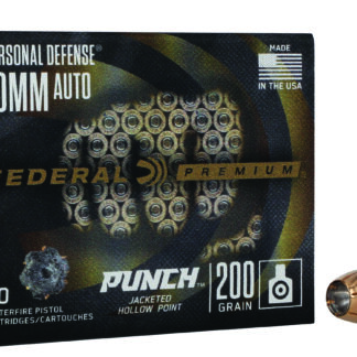 Federal PD10P1 Punch Personal Defense 10mmAuto 200gr Jacketed Hollow Point 20 Per Box/10 Case