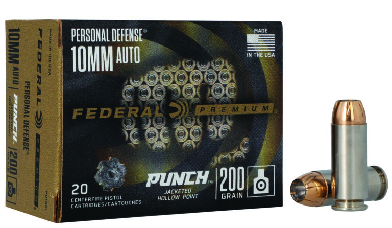 Federal PD10P1 Punch Personal Defense 10mmAuto 200gr Jacketed Hollow Point 20 Per Box/10 Case