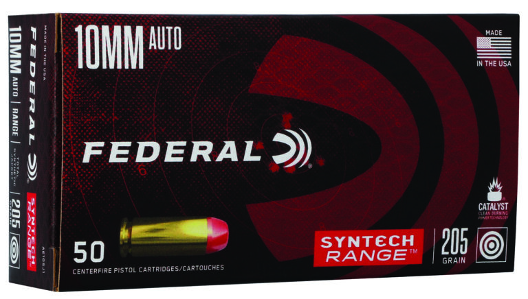 Federal AE10SJ1 Syntech Range 10mmAuto 205gr Total Syntech Jacket Flat Nose 50 Per Box/10 Case