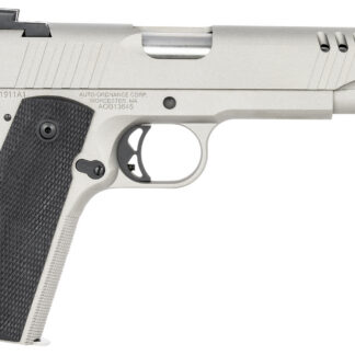 Auto-Ordnance 1911TCAC6 1911 A1  45 ACP 7+1 5" Savage Silver Cerakoate, Serrated/Ported Slide,  Black Rubber Grips, Fixed 3-Dot Combat Day Sights