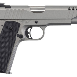Auto-Ordnance 1911TCAC6N 1911 A1  45 ACP 7+1 5" Savage Silver Cerakoate, Serrated/Ported Slide,  Black Rubber Grips, TruGlo Night Sights