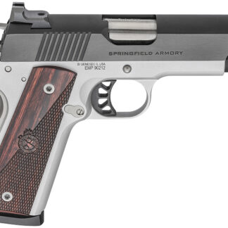 Springfield Armory PX9124L 1911 Ronin EMP 9mm Luger 10+1, 4" Stainless Match Grade Bull Steel Barrel, Blued Serrated Carbon Steel Slide, Satin Cerakote Aluminum Frame w/Beavertail, Textured Wood Grip