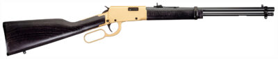 Rossi RL22181WD-GLD2 Rio Bravo  22 LR 15+1 18″ Polished Black Barrel, Gold Finish Rec, Black Hardwood Stock