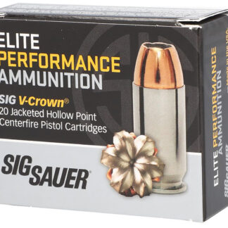 Sig Sauer E10MM20020 Elite Performance 10mm Auto 200 gr V Crown Jacketed Hollow Point 20 Per Box/ 10 Case