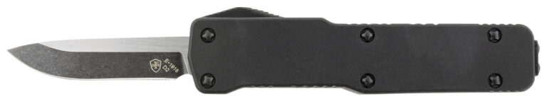 Templar Knife CABR321 Premium LW  Micro 1.85" OTF Drop Point Plain Black Oxide Stonewashed D2 Steel Blade, 3.50" Black Aluminum Handle, California Legal