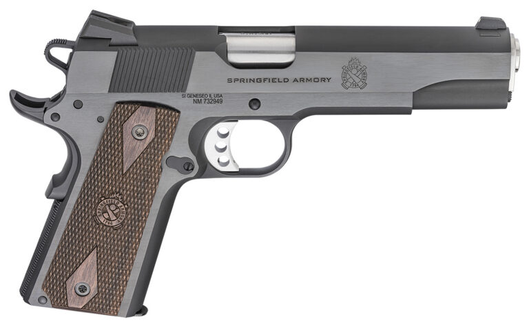 Springfield Armory PX9419 1911 Garrison 9mm Luger 9+1, 5" Stainless Match Grade Steel Barrel, Blued Serrated Carbon Steel Slide, Carbon Steel Frame w/Beavertail, Thin-Line Wood Grip