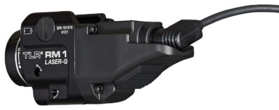 Streamlight 69443 TLR-1 RM w/Laser Black Anodized Aluminum, 500 Lumens White LED Bulb/Green Laser, 210 Meters Beam, Picatinny Rail Mount