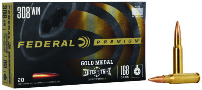 GOLD MEDAL PREMIUM CENTERSTRIKE 308 WINCHESTER RIFLE AMMO 308 WINCHESTER 168GR CENTERSTRIKE OPEN TIP MATCH 20/BOX