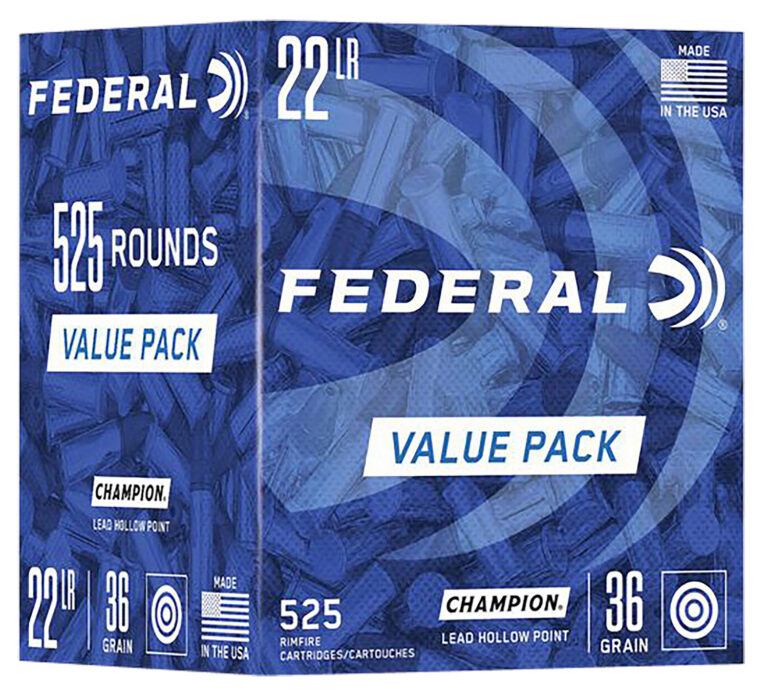 Federal 747 Champion Training Value Pack 22LR 36gr Lead Hollow Point 525 Per Box/10 Case
