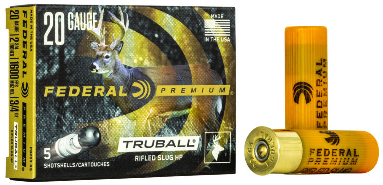 Federal PB203RS Premium Vital-Shok TruBall 20Gauge 2.75" 3/4oz RifledSlug Shot 5 Per Box/50 Case