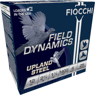 Fiocchi 12HVST4 Field Dynamics Upland Steel 12Gauge 2.75″ 1 1/8oz 4Shot 25 Per Box/10 Case