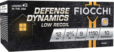 Fiocchi 12LE9P Defense Dynamics Low Recoil 12Gauge 2.75″ 1Buck Shot 10 Per Box/25 Case